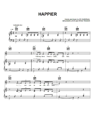 Ed Sheeran Happier score for Piano