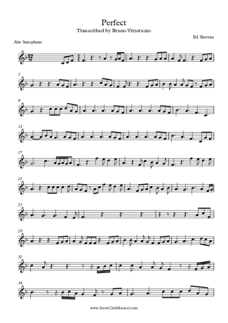 Ed Sheeran Perfect score for Alto Saxophone