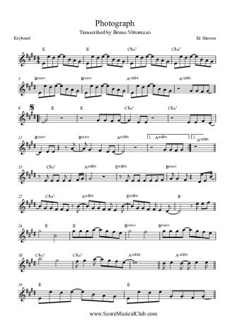 Ed Sheeran Photograph score for Keyboard