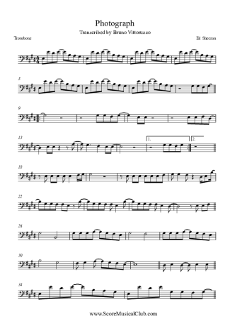 Ed Sheeran Photograph score for Trombone