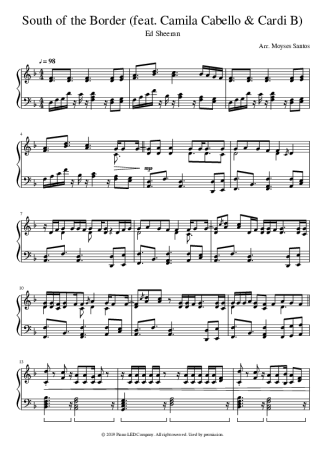 Ed Sheeran South Of The Border score for Piano