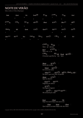 Edu Lobo e Chico Buarque Noite de Verão score for Piano