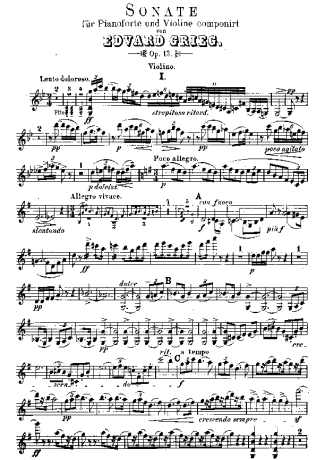 Edvard Grieg Violin Sonata 2 score for Violin