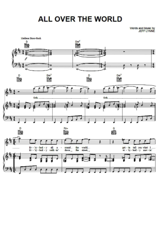 Electric Light Orchestra All Over The World score for Piano