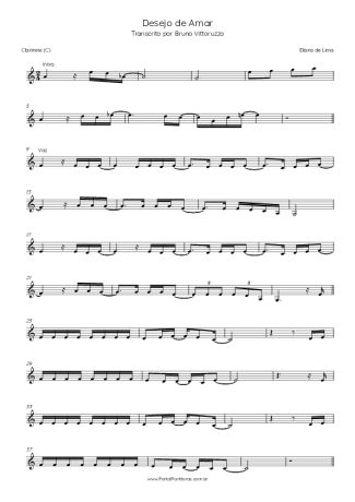 Eliana de Lima Desejo De Amar score for Clarinet (C)