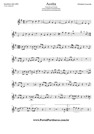 Elizabete Lacerda Aceita score for Alto Saxophone