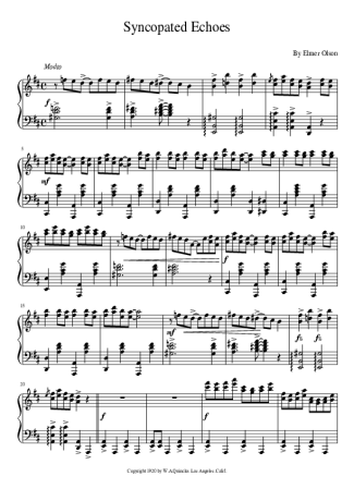 Elmer Olson Syncopated Echoe score for Piano