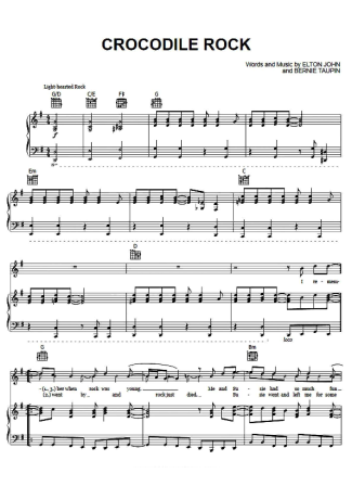 Elton John Crocodile Rock score for Piano