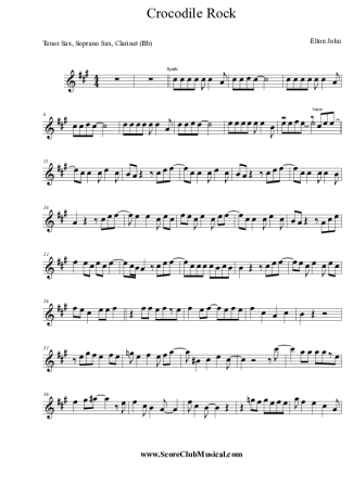 Elton John Crocodile Rock score for Tenor Saxophone Soprano (Bb)