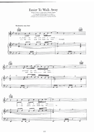Elton John Easier To Walk Away score for Piano