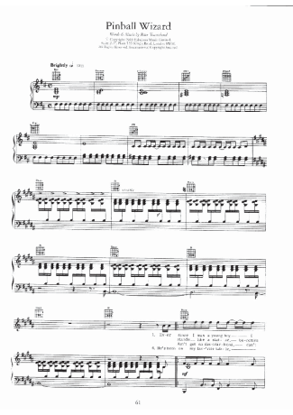 Elton John Pinball Wizard score for Piano