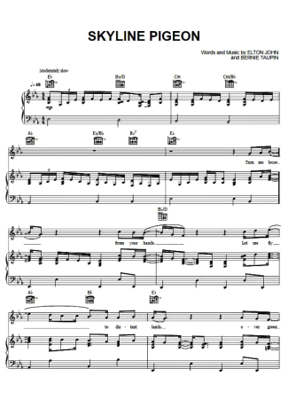 Elton John Skyline Pigeon (V2) score for Piano