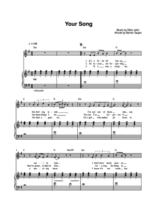 Elton John Your Song (feat Ellie Goulding) score for Piano