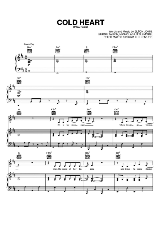 Elton John and Dua Lipa Cold Heart score for Piano