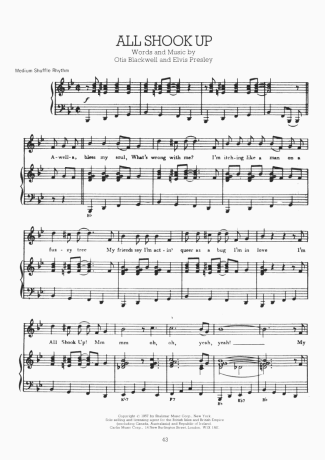 Elvis Presley All Shook Up score for Piano