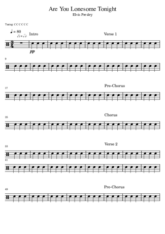Elvis Presley Are You Lonesome Tonight score for Drums