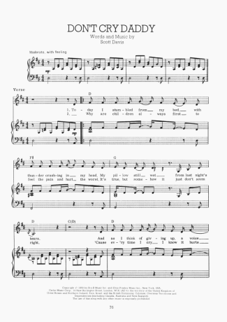 Elvis Presley Dont Cry Daddy score for Piano