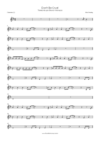 Elvis Presley Don´t Be Cruel score for Clarinet (C)