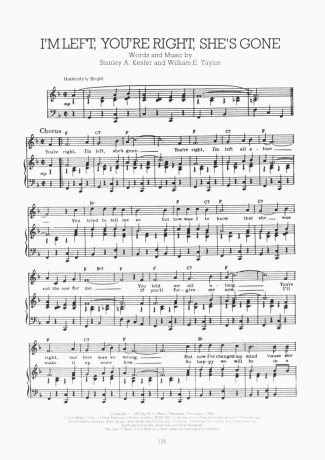Elvis Presley I'm Left You're Right She's Gone score for Piano