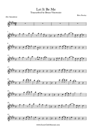 Elvis Presley Let It Be Me score for Alto Saxophone