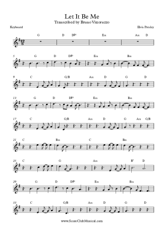 Elvis Presley Let It Be Me score for Keyboard
