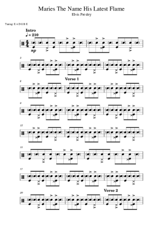 Elvis Presley Maries The Name His Latest Flame score for Drums