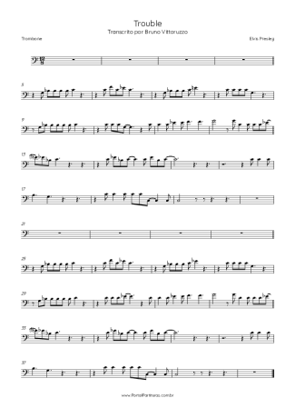 Elvis Presley Trouble score for Trombone