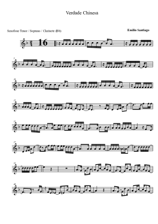 Emílio Santiago Verdade Chinesa score for Clarinet (Bb)