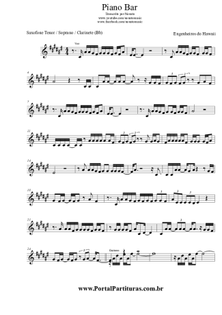 Engenheiros do Hawaii Piano Bar score for Tenor Saxophone Soprano (Bb)