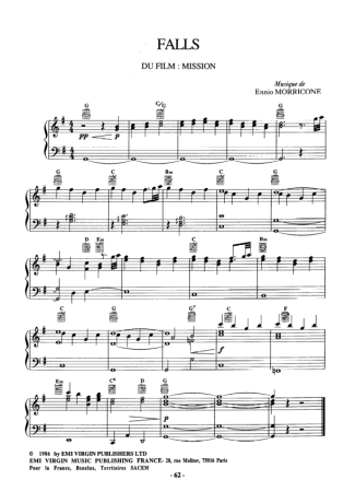 Ennio Morricone Falls score for Piano