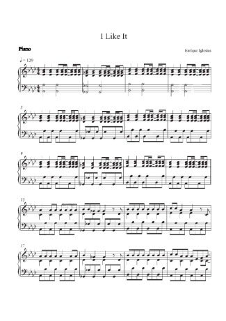 Enrique Iglesias I Like It score for Piano