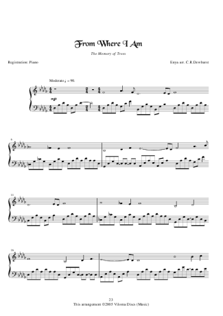 Enya From Where I Am score for Piano