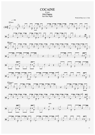 Eric Clapton Cocaine (Live) score for Drums