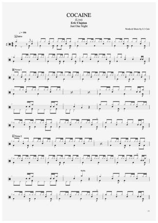 Eric Clapton Cocaine score for Drums