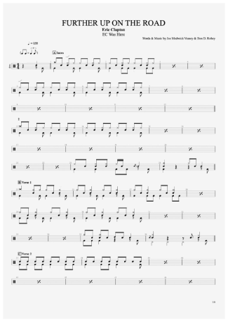 Eric Clapton Further Up On The Road score for Drums