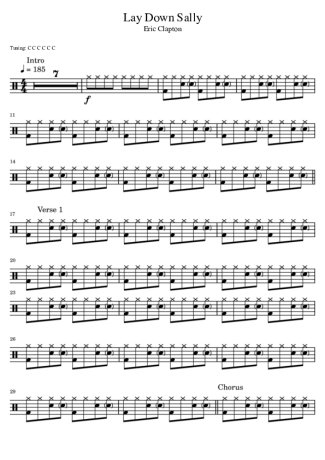Eric Clapton Lay Down Sally score for Drums