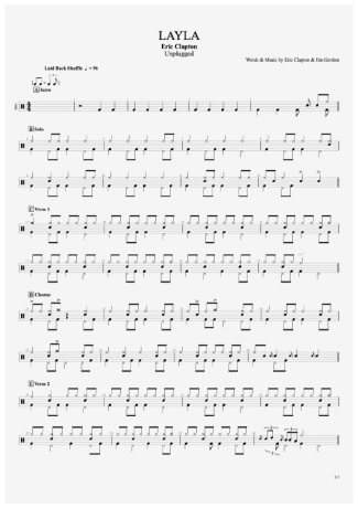 Eric Clapton Layla score for Drums