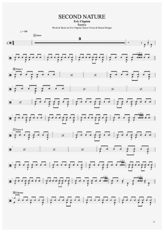 Eric Clapton Second Nature score for Drums