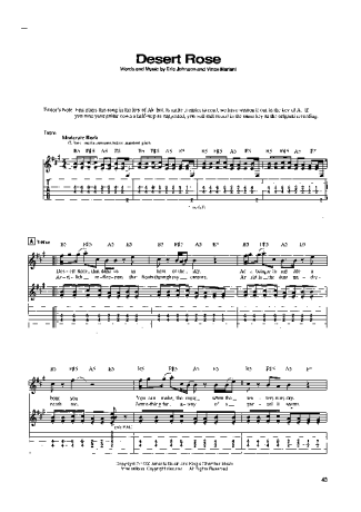 Eric Johnson Desert Rose score for Guitar