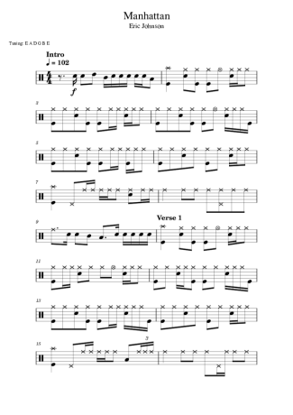 Eric Johnson Manhattan score for Drums