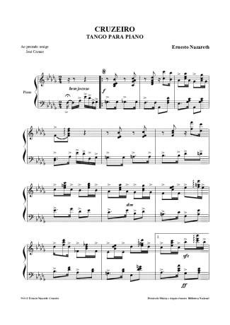 Ernesto Nazareth Cruzeiro score for Piano