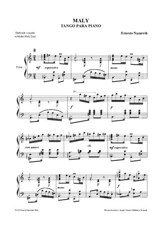 Ernesto Nazareth Maly score for Piano