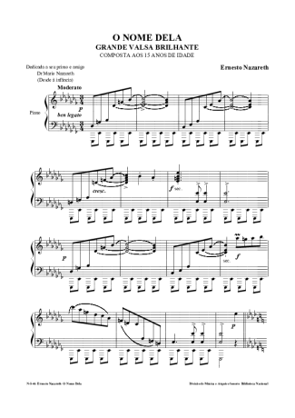 Ernesto Nazareth O Nome Dela score for Piano