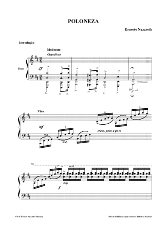 Ernesto Nazareth Poloneza score for Piano