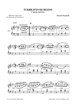 Ernesto Nazareth Turbilhão De Beijos score for Piano