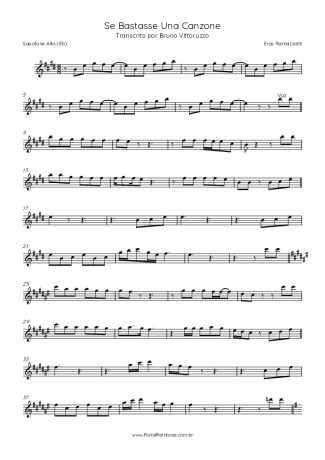 Eros Ramazzotti Se Bastasse Una Canzone score for Alto Saxophone