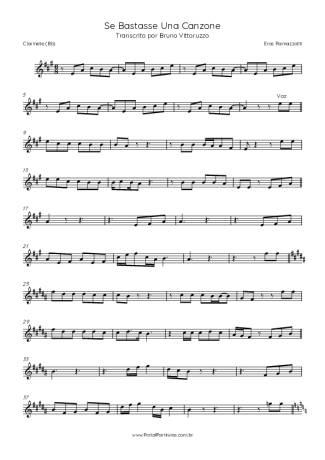 Eros Ramazzotti  score for Clarinet (Bb)