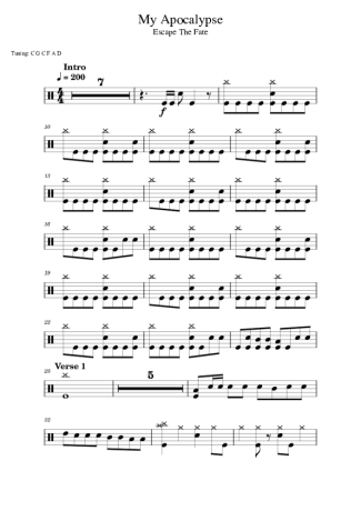 Escape The Fate My Apocalypse score for Drums