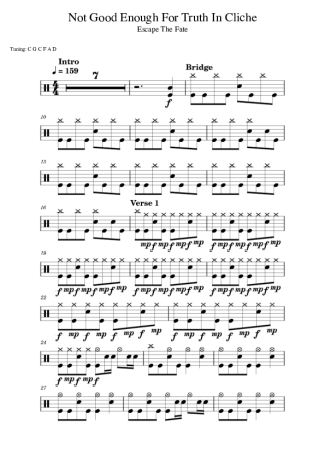 Escape The Fate Not Good Enough For Truth In Cliche score for Drums