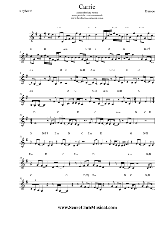 Europe Carrie score for Keyboard